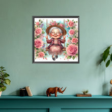 Load image into Gallery viewer, Diamond Painting - Full Round - Happy old lady on swing (30*30CM)
