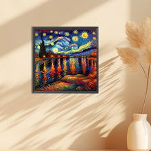 Load image into Gallery viewer, Diamond Painting - Full Round - Lake under the stars in Van Gogh's eyes (30*30CM)