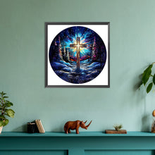 Load image into Gallery viewer, Diamond Painting - Full Round - cross aurora landscape glass art (30*30CM)