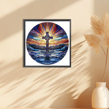 Load image into Gallery viewer, Diamond Painting - Full Round - cross sunrise landscape glass art (30*30CM)