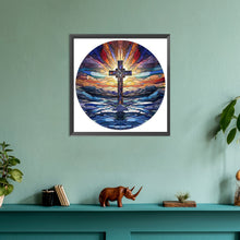 Load image into Gallery viewer, Diamond Painting - Full Round - cross sunrise landscape glass art (30*30CM)