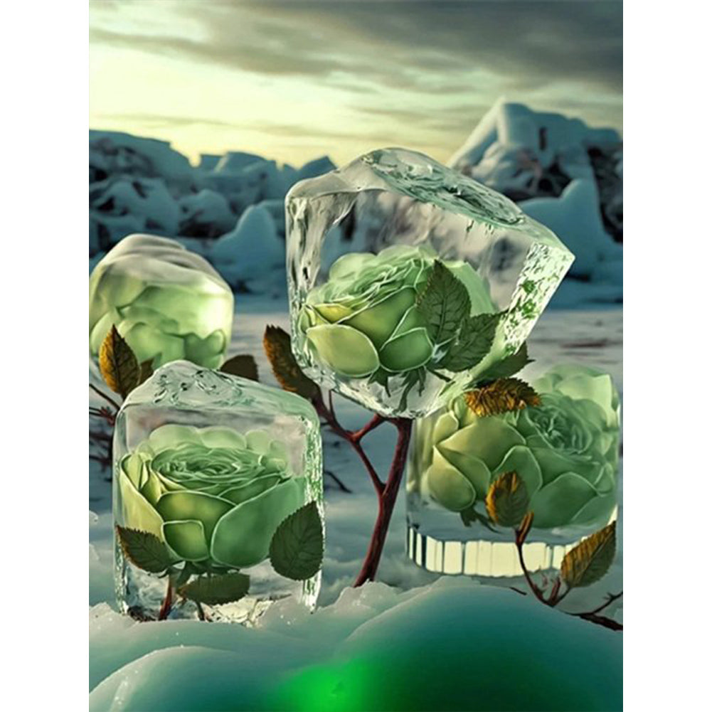 Diamond Painting - Full Round - frozen green rose (30*40CM)
