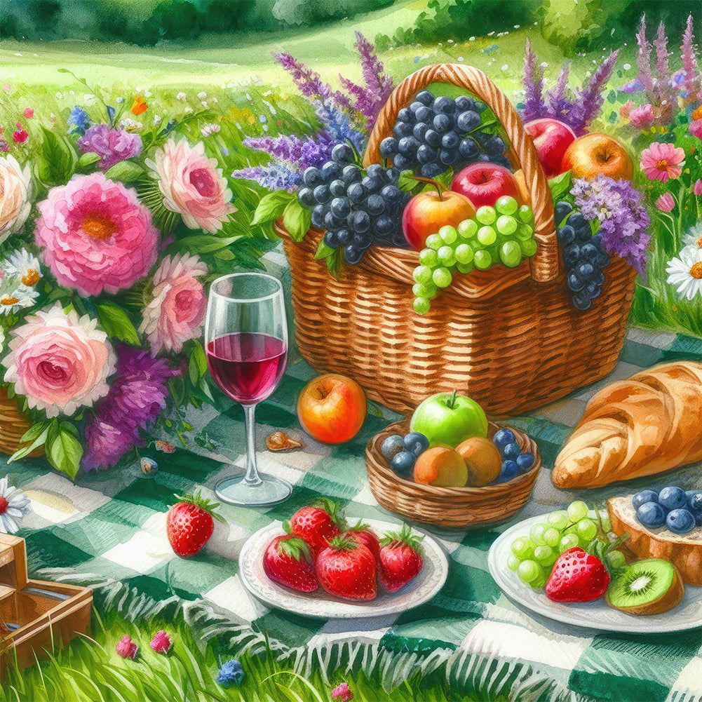 Diamond Painting - Full Round - Spring outdoor flowers and fruits (30*30CM)
