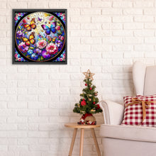 Load image into Gallery viewer, Diamond Painting - Full Round - glass art butterflies and flowers (30*30CM)