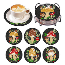 Load image into Gallery viewer, 6Pcs Diamond Art Coaster Diamond Art Painting Coaster Kit with Holder (Mushroom)