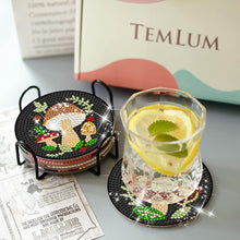 Load image into Gallery viewer, 6Pcs Diamond Art Coaster Diamond Art Painting Coaster Kit with Holder (Mushroom)