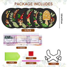 Load image into Gallery viewer, 6Pcs Diamond Art Coaster Diamond Art Painting Coaster Kit with Holder (Mushroom)