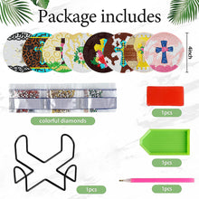 Load image into Gallery viewer, 8 Pcs Diamond Art Coasters Diamond Art Painting Coasters Kit with Holder (Cross)