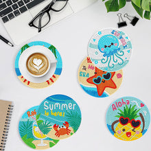 Load image into Gallery viewer, 8 Pcs Diamond Art Coaster Diamond Art Painting Coaster Kit with Holder (Summer)
