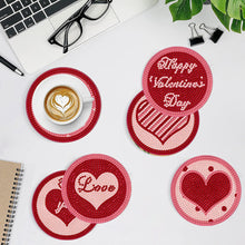 Load image into Gallery viewer, 8Pcs Diamond Art Painting Coasters Craft Kit with Holder for Gift (Pink Heart)