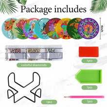 Load image into Gallery viewer, 8Pcs Diamond Art Painting Coasters Craft Kit with Holder for Gift (Color Flower)