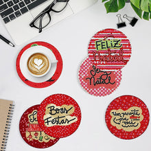 Load image into Gallery viewer, 8Pcs Diamond Art Painting Coasters Craft Kit with Holder for Gift (Red English)