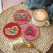 Load image into Gallery viewer, 8Pcs Diamond Art Painting Coasters Craft Kit with Holder for Gift (Red English)