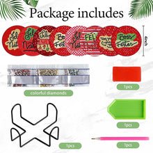 Load image into Gallery viewer, 8Pcs Diamond Art Painting Coasters Craft Kit with Holder for Gift (Red English)