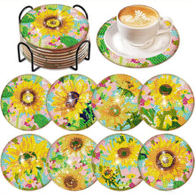 Load image into Gallery viewer, 8Pcs DIY Diamond Art Painting Coasters Craft Kit with Holder (Gorgeous Flower)