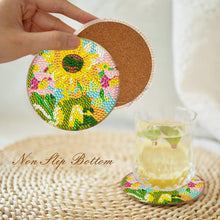 Load image into Gallery viewer, 8Pcs DIY Diamond Art Painting Coasters Craft Kit with Holder (Gorgeous Flower)