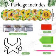 Load image into Gallery viewer, 8Pcs DIY Diamond Art Painting Coasters Craft Kit with Holder (Gorgeous Flower)