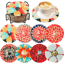 Load image into Gallery viewer, 8Pcs DIY Diamond Art Painting Coasters Craft Kit with Holder (Blooming Flower)