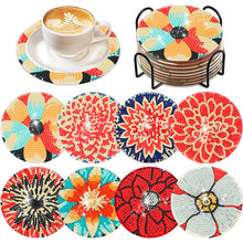 Load image into Gallery viewer, 8Pcs DIY Diamond Art Painting Coasters Craft Kit with Holder (Blooming Flower)