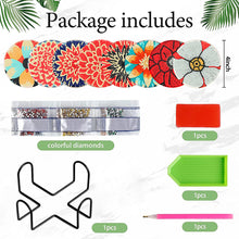 Load image into Gallery viewer, 8Pcs DIY Diamond Art Painting Coasters Craft Kit with Holder (Blooming Flower)