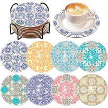 Load image into Gallery viewer, 8Pcs DIY Diamond Art Painting Coasters Craft Kit with Holder (Crushed Flower)