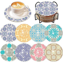 Load image into Gallery viewer, 8Pcs DIY Diamond Art Painting Coasters Craft Kit with Holder (Crushed Flower)