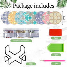 Load image into Gallery viewer, 8Pcs DIY Diamond Art Painting Coasters Craft Kit with Holder (Crushed Flower)