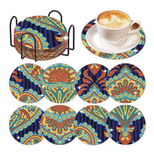 Load image into Gallery viewer, 8 Pcs Diamond Art Coaster Diamond Painting Coaster with Holder (Gorgeous Flower)