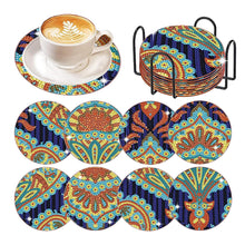 Load image into Gallery viewer, 8 Pcs Diamond Art Coaster Diamond Painting Coaster with Holder (Gorgeous Flower)