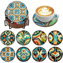 Load image into Gallery viewer, 8Pcs Diamond Art Coaster Diamond Painting Coaster with Holder (Marigold Pattern)