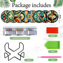 Load image into Gallery viewer, 8Pcs Diamond Art Coaster Diamond Painting Coaster with Holder (Marigold Pattern)