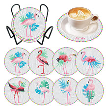 Load image into Gallery viewer, 8Pcs DIY Diamond Art Painting Coasters Craft Kit with Holder (Simple Flamingo)
