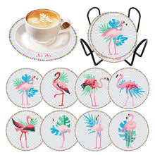 Load image into Gallery viewer, 8Pcs DIY Diamond Art Painting Coasters Craft Kit with Holder (Simple Flamingo)