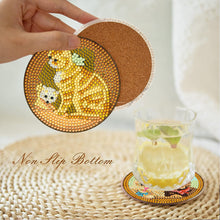 Load image into Gallery viewer, 8Pcs Diamond Art Painting Coasters Craft Kit with Holder for Gift (Farm Cat)