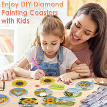 Load image into Gallery viewer, 8 Pcs Diamond Art Painting Coasters Craft Kit with Holder for Gift (Sunflower)
