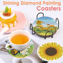 Load image into Gallery viewer, 8 Pcs Diamond Art Painting Coasters Craft Kit with Holder for Gift (Sunflower)