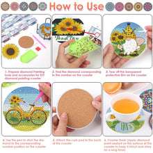 Load image into Gallery viewer, 8 Pcs Diamond Art Painting Coasters Craft Kit with Holder for Gift (Sunflower)
