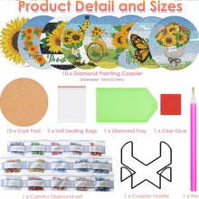 Load image into Gallery viewer, 8 Pcs Diamond Art Painting Coasters Craft Kit with Holder for Gift (Sunflower)