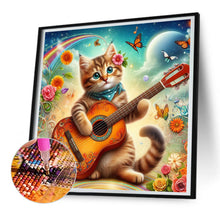 Load image into Gallery viewer, Diamond Painting - Full Round - kitten playing guitar (30*30CM)