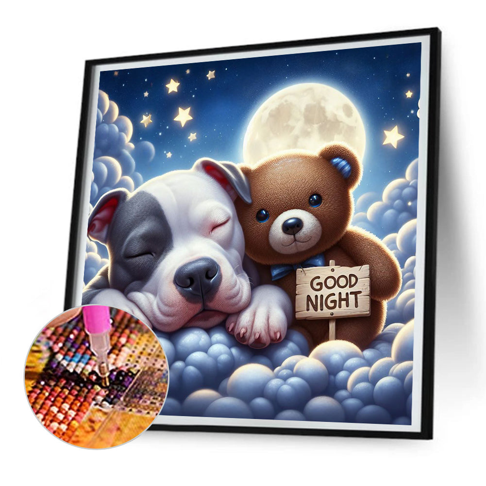 Diamond Painting - Full Round - Good night bear and puppy (30*30CM)