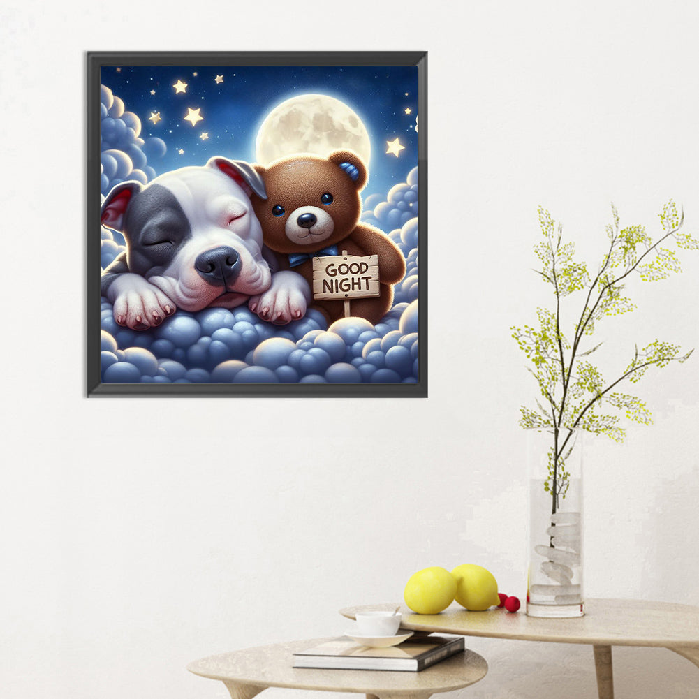 Diamond Painting - Full Round - Good night bear and puppy (30*30CM)