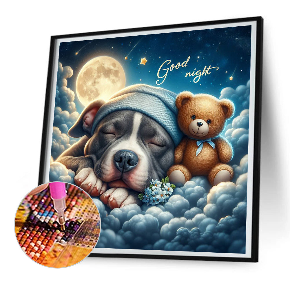 Diamond Painting - Full Round - Good night bear and puppy (30*30CM)