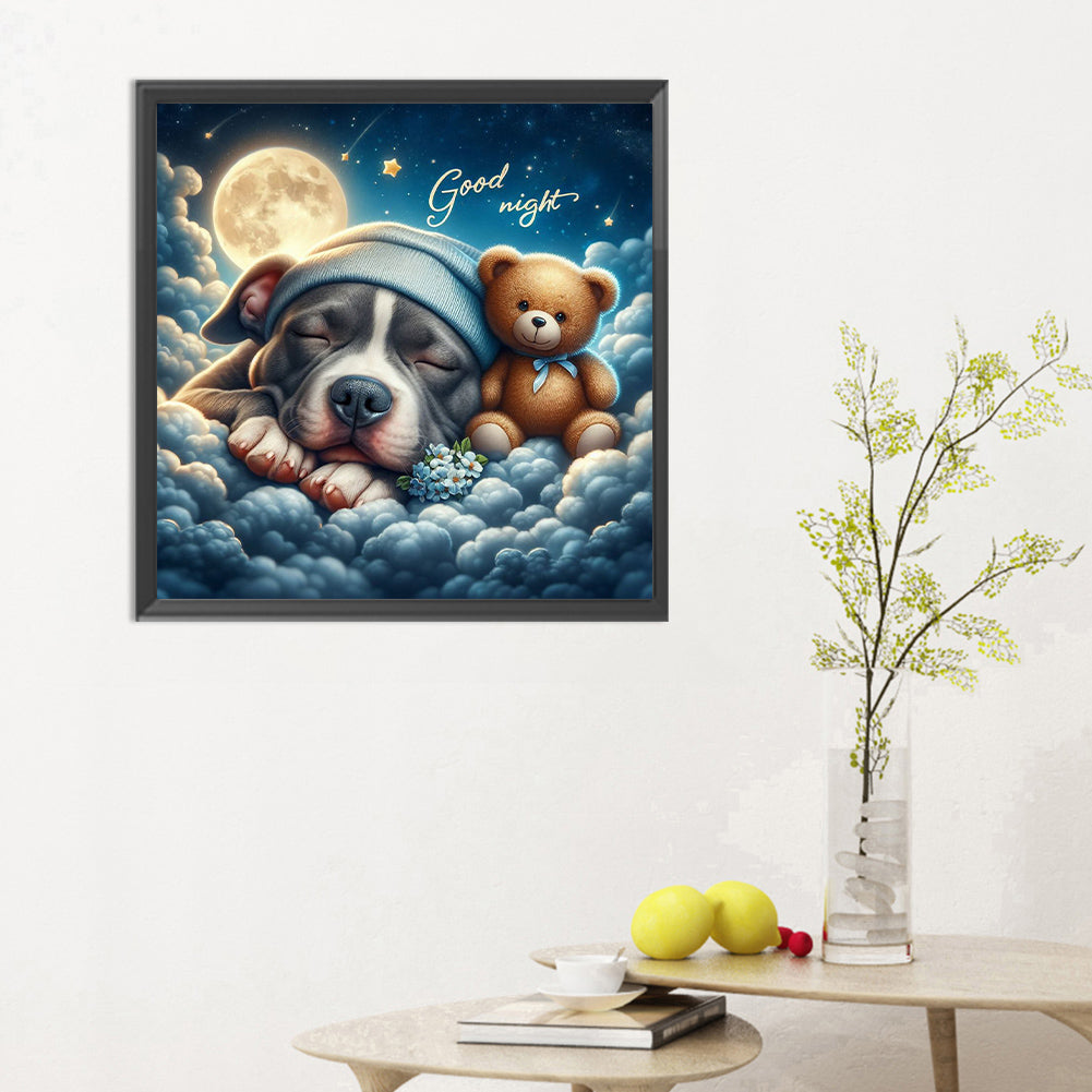 Diamond Painting - Full Round - Good night bear and puppy (30*30CM)
