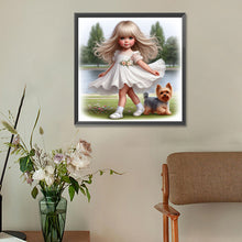 Load image into Gallery viewer, Diamond Painting - Full Round - girl and puppy (30*30CM)