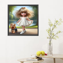 Load image into Gallery viewer, Diamond Painting - Full Round - girl and puppy (30*30CM)
