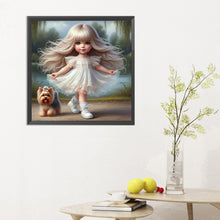 Load image into Gallery viewer, Diamond Painting - Full Round - girl and puppy (30*30CM)