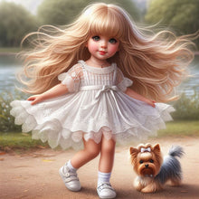 Load image into Gallery viewer, Diamond Painting - Full Round - girl and puppy (30*30CM)