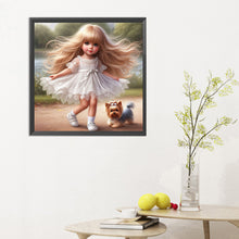 Load image into Gallery viewer, Diamond Painting - Full Round - girl and puppy (30*30CM)