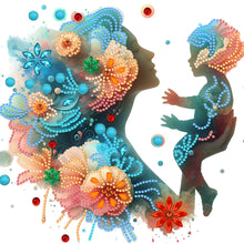 Load image into Gallery viewer, Diamond Painting - Partial Special Shaped - Mother and child silhouette (30*30CM)
