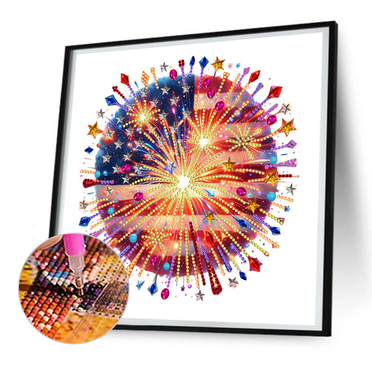 Diamond Painting - Partial Special Shaped - American flag fireworks (30*30CM)